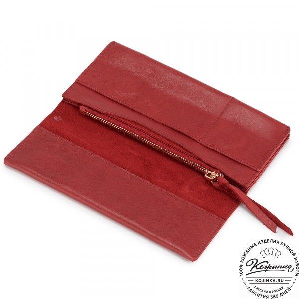 Кожаное портмоне "Манхэттен" (малина). фото 1